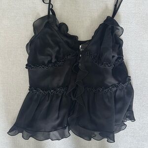 Elegant Black Ruffled Women's Top